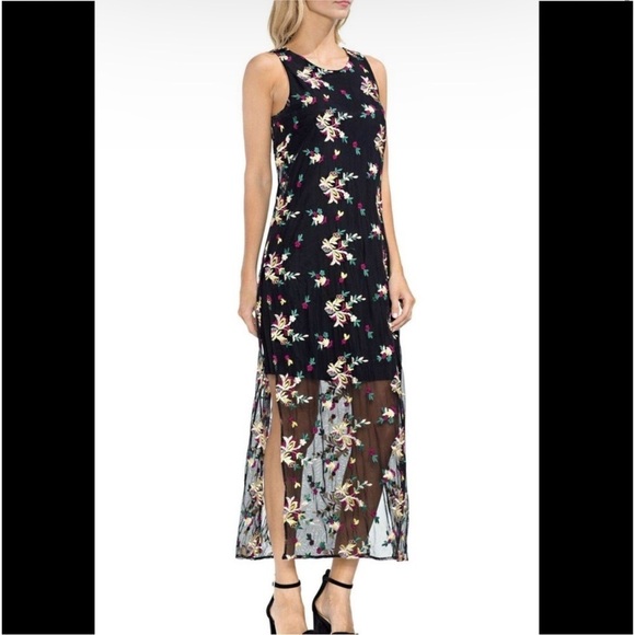 Vince Camuto Large Sleeveless Maxi Embroidered Floral Dress Spring Tropical - Picture 2 of 16